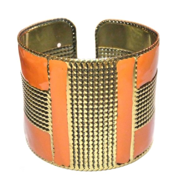 Body Central Jewelry - Bracelet Wide Cuff Coral Color Gold Tone Cuffed